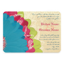 Teal et invitation roses profonds de mariage de Ge