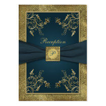 Teal, or de FAUX, carte florale de clôture de mari cartes de visite