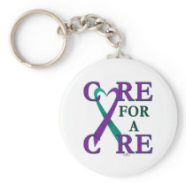 TealAndPurpleHeartRibbonCareCureLight porte-clés