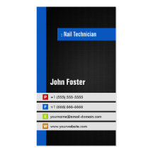 Technicien de clou - bleu élégant moderne cartes de visite personnelles