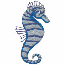 Tee - shirt bleu d'Emrbroidered d'hippocampe