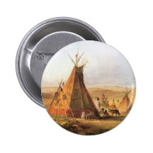 Teepees sur la plaine par Bodmer, ouest américain  Pin's