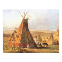 Teepees sur la plaine par Bodmer, ouest américain  Faire-parts