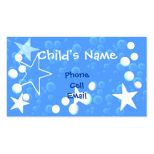 Télécarte d'étoiles et d'enfants de bulles cartes de visite personnelles