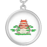 Temple avec l'image de graphique de deux bonsaïs colliers