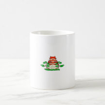 Temple avec l'image de graphique de deux bonsaïs mug