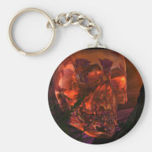 Temple maya avec le crâne en cristal porte-clefs