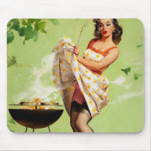 Temps chaud de barbecue - rétro Pin vers le haut d Tapis De Souris