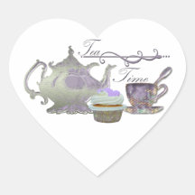 Temps de thé ! Art lilas de théière, de tasse de t Autocollant