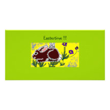 Temps drôle de Pâques de lapin Cartes De Vœux Avec Photo
