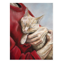 Tenez-moi carte postale serrée d'art de chat