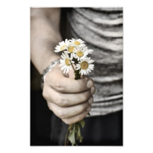 Tenir la copie de photo de fleurs