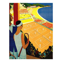 Tennis vintage, sports, affiche de voyage, Monte C Invitation Personnalisée