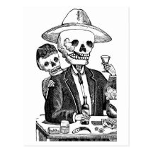 Tequila potable squelettique et tabagisme, le Mexi Carte Postale