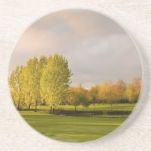 Terrain de golf dans le caboteur d'automne dessous de verres