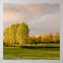 Terrain de golf en affiche d'automne