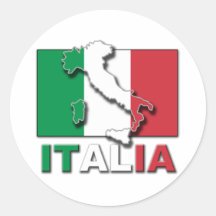 Terre de drapeau de l'Italie Adhésif Rond