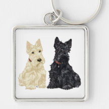 Terriers écossais blonds comme les blés et noirs porte-clefs