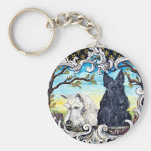 Terriers et grenouille écossais porte-clés