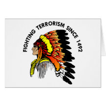 Terrorisme de combat de chef indien cartes de vœux