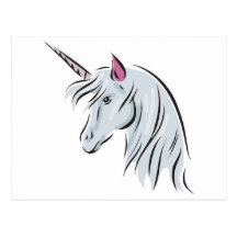 tête blanche de licorne cartes postales