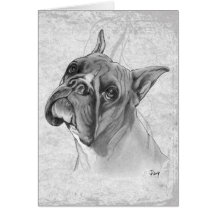 Tête de chien de boxeur cartes de vœux