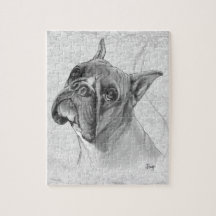 Tête de chien de boxeur puzzles avec photo