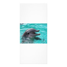 Tête de dauphin dans l'eau bleu vert cartes doubles customisables