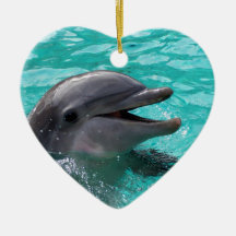 Tête de dauphin dans l'eau bleu vert ornements de noël