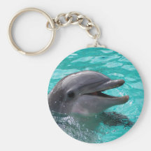 Tête de dauphin dans l'eau bleu vert porte-clés