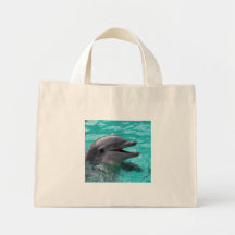 Tête de dauphin dans l'eau bleu vert sacs fourre-tout