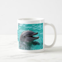 Tête de dauphin dans l'eau bleu vert tasses à café