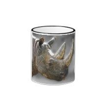Tête de rhinocéros, affiche grise d'arrière - plan tasse