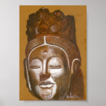 tête en bronze de Bouddha Affiche