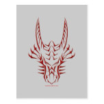 Tête rouge tribale de dragon carte postale