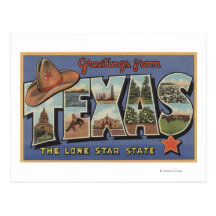 TexasGreetings de l'état solitaire d'étoile Cartes Postales