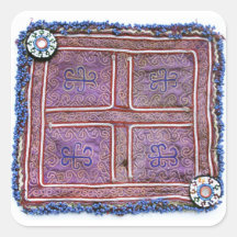 Textile vintage afghan : Pourpre Stickers Carrés