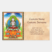 Thangka tibétain oriental frais Bouddha Locani Sticker Rectangulaire