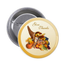 Thanksgiving. Bouton de corne d'abondance Pin's Avec Agrafe