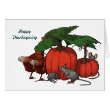 Thanksgiving : Citrouilles, souris, poulets : Art Carte De Vœux