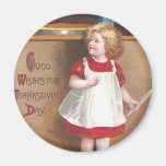 Thanksgiving de cru de tartes de fille et de citro magnets pour réfrigérateur