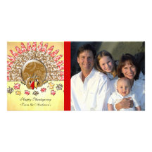 Thanksgiving mignon Turquie de bande dessinée Cartes Avec Photo