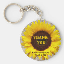 thanyou jaune de toile de jute de tournesol de mar porte-clef