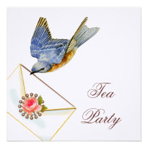 Thé d'oiseau bleu cartons d'invitation