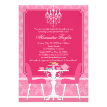 Thé nuptiale rose de damassé et de lustre invitation personnalisable