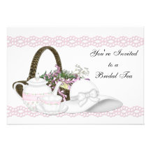 Thé nuptiale rose invitations personnalisées