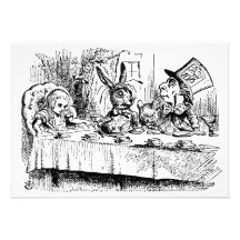 Thé vintage ; Alice, chapelier et lièvre de mars Invitations Personnalisées