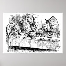 Thé vintage ; Alice, chapelier et lièvre de mars Affiche
