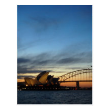 Théatre de l'opéra de Sydney à la tombée de la nui Carte Postale