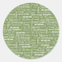Thème de Noël - vert Adhésif Rond